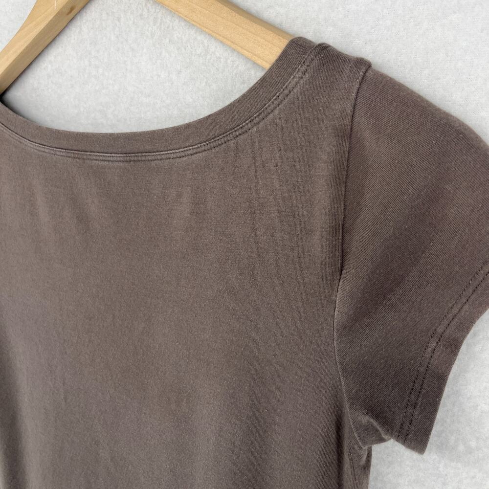 EILEEN FISHER Dress PP Organic Cotton Stretch Jersey T-Shirt Cap Sleeve Brown - Picture 8 of 13